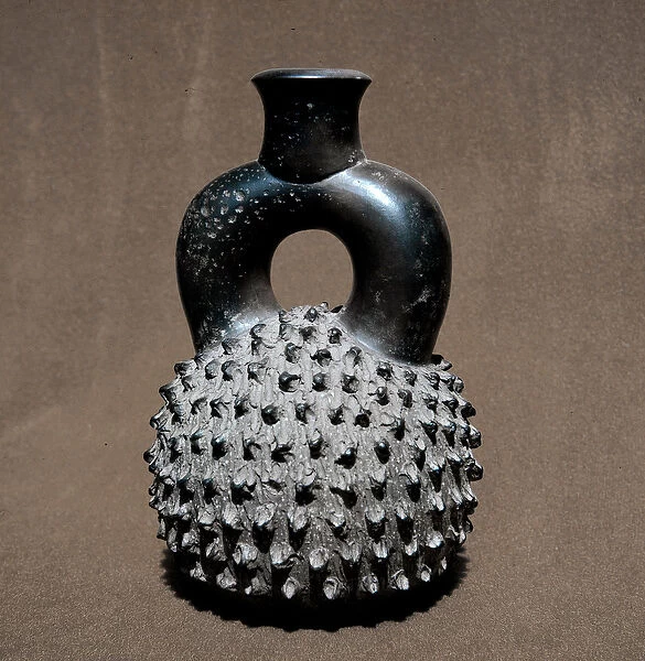 Precolombian art, cupisnic civilization: vase in the shape of a beetle and pomegranate
