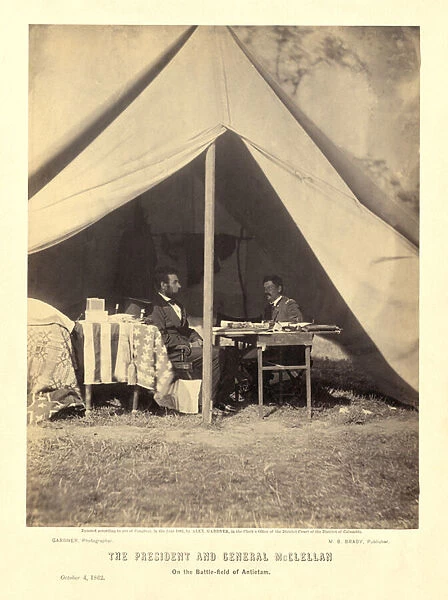 The President and General McClellan on the Battle-field of Antietam, pub. 1862 (photo)