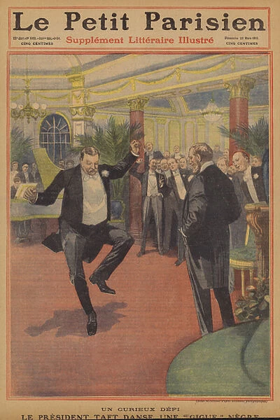 US President William Taft dancing a jig (colour litho)