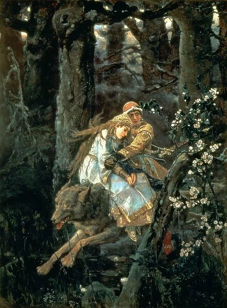 Prince Ivan on the Grey Wolf, 1889 (oil on board)