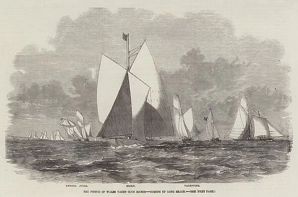 The Prince of Wales Yacht Club Match, coming up Long Reach (engraving)