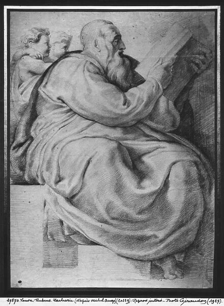 The Prophet Zacharias, after Michelangelo Buonarroti (1475-1564) (pierre noire