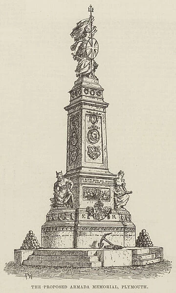 The Proposed Armada Memorial, Plymouth (engraving)