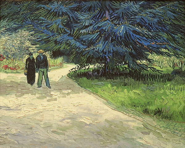 Public Garden with Couple and Blue Fir Tree: The Poets Garden III, 1888 (oil