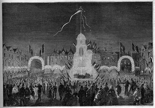 Public illuminations and dances for the feast of August 15. Abbeville, Somme (80), 1859
