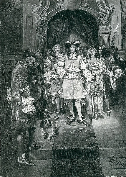 Quaker and King at Whitehall, engraved by Frank French (1850-1933) illustration