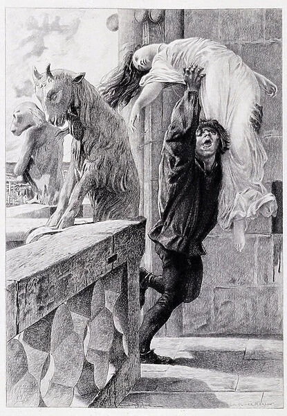 Quasimodo ableve Esmeralda - in 'Notre Dame de Paris'