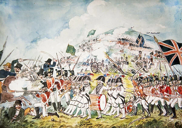 The Queens Own Royal Dublin Militia going into action at the Battle of Vinegar Hill