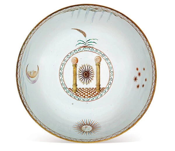 Rare massive Masonic punchbowl, c. 1790 (porcelain) (see also 615084)