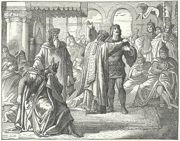 Reconciliation of the Holy Roman Emperor Henry VI and Richard the Lionheart, 1194 (engraving)