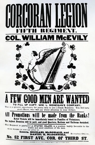 Recruitment poster for the Corcoran Legion, 1862 (printed paper)