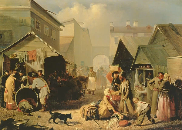 Refreshment Stall in St. Petersburg, 1858 (oil on canvas)