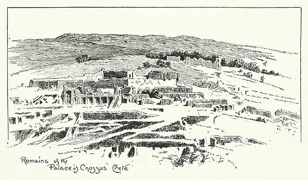 Remains of the Palace of Cnossus, Crete (litho)