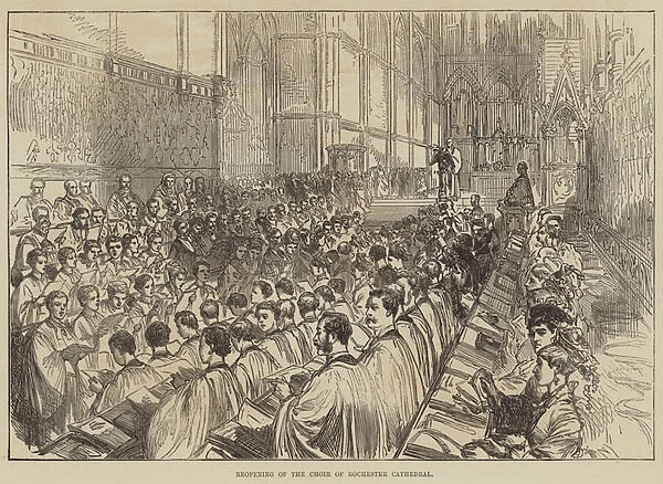Reopening of the Choir of Rochester Cathedral (engraving)
