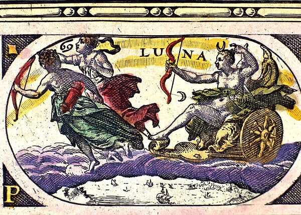 Representation of the moon. 17th century engraving