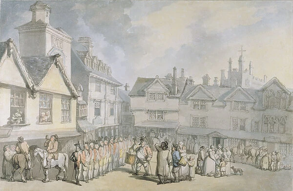 A Review in a Market Place, c. 1790 (pen & ink with w  /  c on paper)