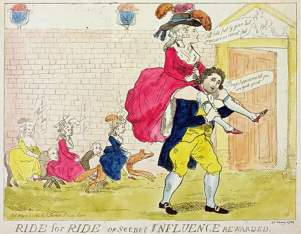 Ride for Ride or Secret Influence Rewarded, 1784 (coloured litho)