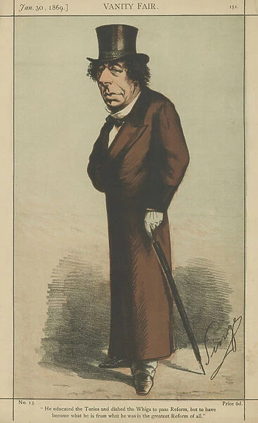 The Right Honourable Benjamin Disraeli (colour litho)