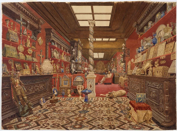 A Room in Alexander Basilewskys Residence in Paris, 1870 (w  /  c on paper)