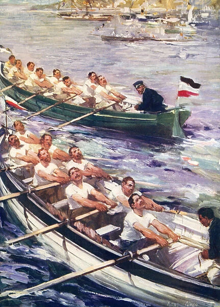 Rowing race between British and Germans