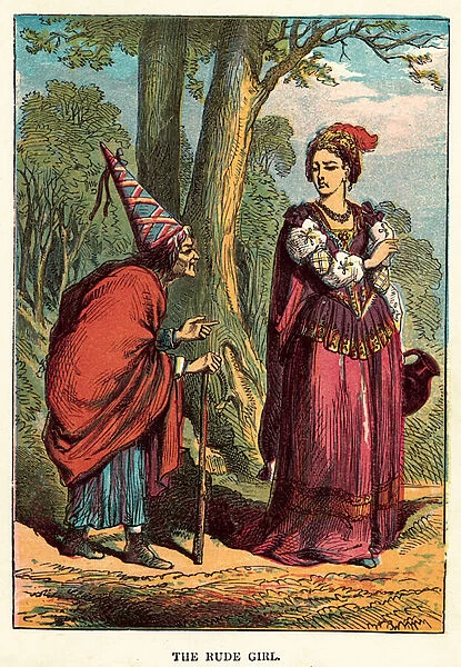 The rude girl (coloured engraving)