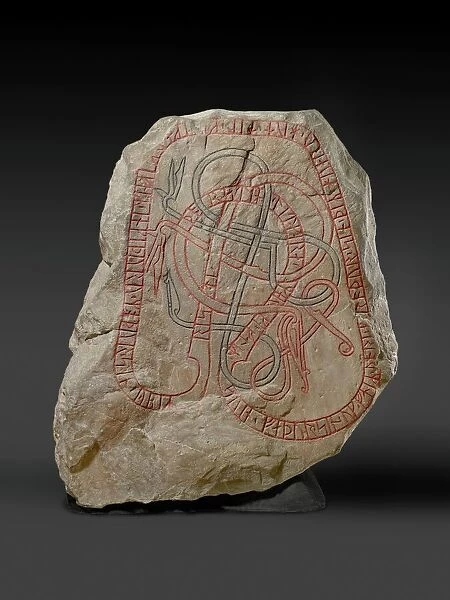 Rune stone with red inscription, c. 787-1100 (stone)