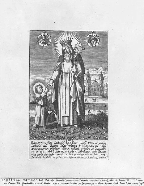 Saint Joan of France and Valois (1464-1505) (engraving) (b  /  w photo)