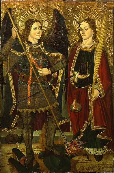 Saints Michael and Engracia (tempera on gold ground panel)