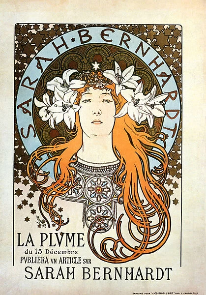 Sarah Bernhardt, 'La Plume', 15 December 1896 (colour litho)