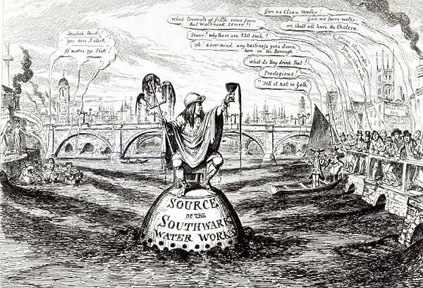 Satirical Cartoon about the Southwark Water Company, 1832 (engraving) (b  /  w photo)