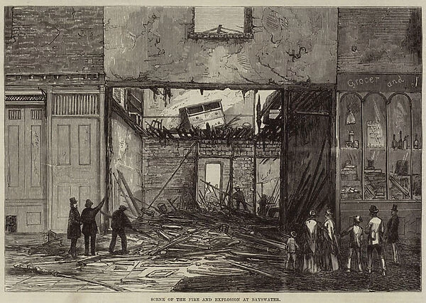 Scene of the Fire and Explosion at Bayswater (engraving)