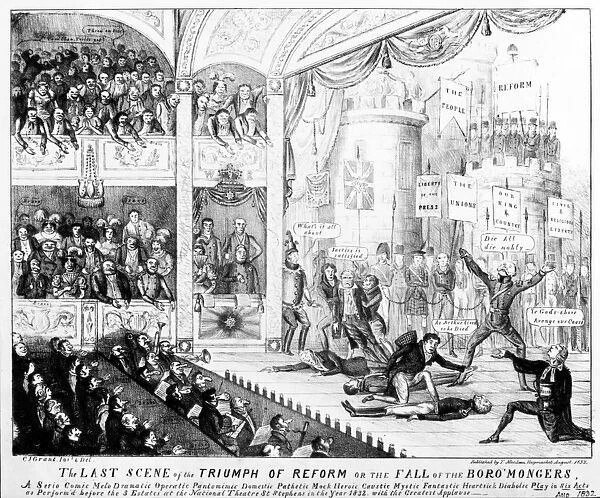 The Last Scene of the Triumph of Reform or the Fall of the Boro mongers, 1832 (litho)