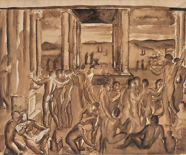 The school of Pythagoras, 1923 (ink and w  /  c on paper)