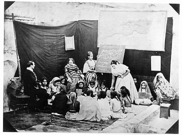School for young girls taught by Madame Luce, Algiers, 1856 (b  /  w photo)