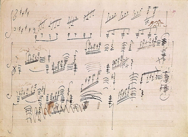 Score sheet of Moonlight Sonata (pen & ink on paper)