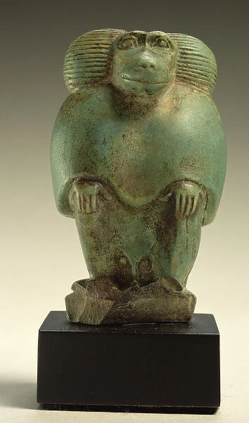 Seated baboon, Late Period (faience)