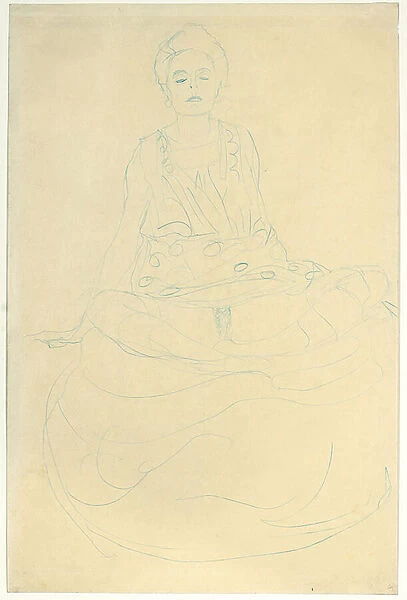Seated half-nude from the front, c. 1907 (pencil on paper)