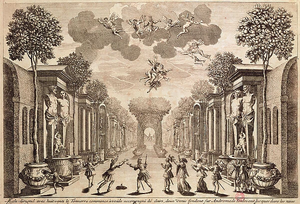 Set design for Andromede by Pierre Corneille (1606-84) 1651 (engraving)