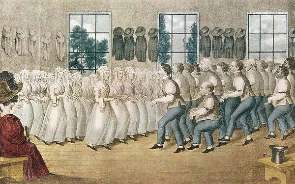 The Shakers near Lebanon, published by Currier & Ives, New York (colour litho)