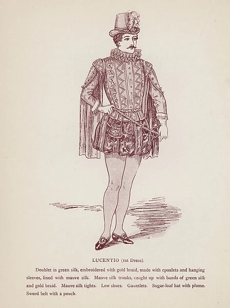 Shakespeares Taming of the Shrew: Lucentio, 1st Dress (litho)
