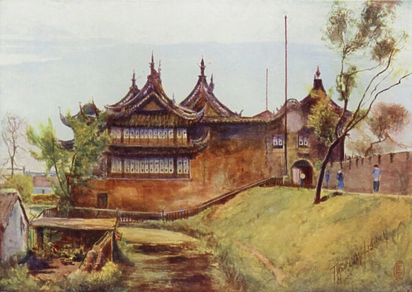Shanghai, the Piece-Goods Temple, City Wall (colour litho)