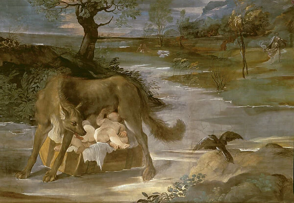 The She-Wolf Suckling Romulus and Remus, from the History of Romulus cycle, c. 1590 (fresco)