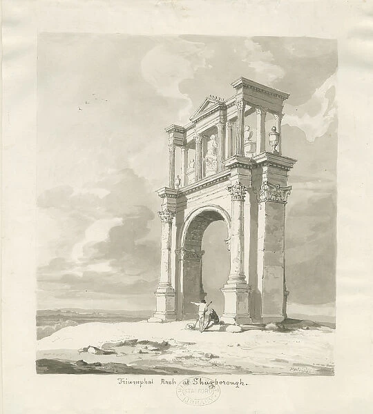 Shugborough - Triumphal Arch: sepia drawing, 1836 (drawing)