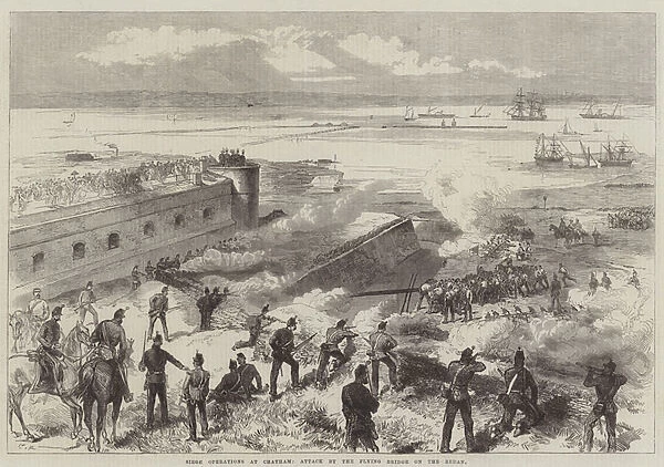 Siege Operations at Chatham, Attack by the Flying Bridge on the Redan (engraving)