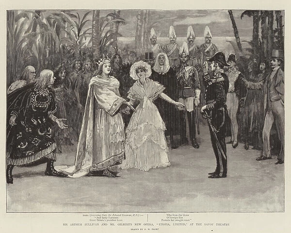Sir Arthur Sullivan and Mr Gilberts New Opera, 'Utopia, Limited, 'at the Savoy Theatre (engraving)
