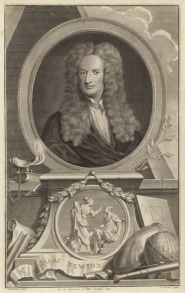Sir Isaac Newton, English physicist, mathematician and astronomer (engraving)