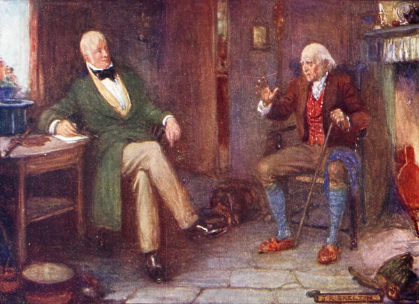 Sir Walter Scott visiting a poor man in his cottage