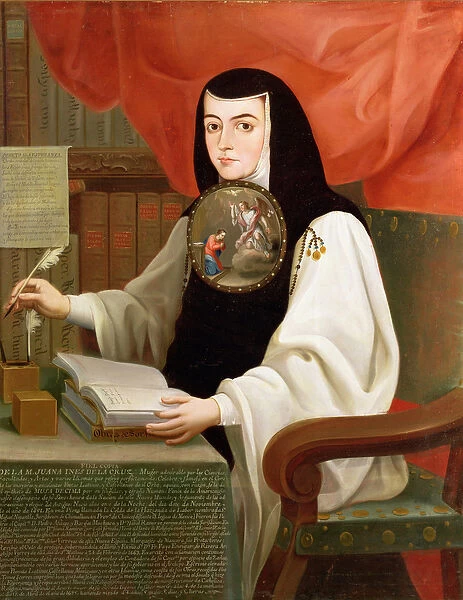 Sister Juana Ines de la Cruz (1648-95) (oil on canvas)