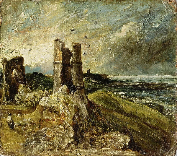 Sketch of Hadleigh Castle (recto) (oil on millboard)