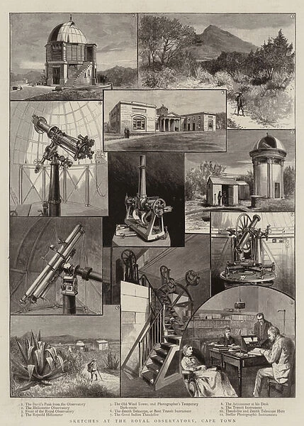 Sketches at the Royal Observatory, Cape Town (engraving)